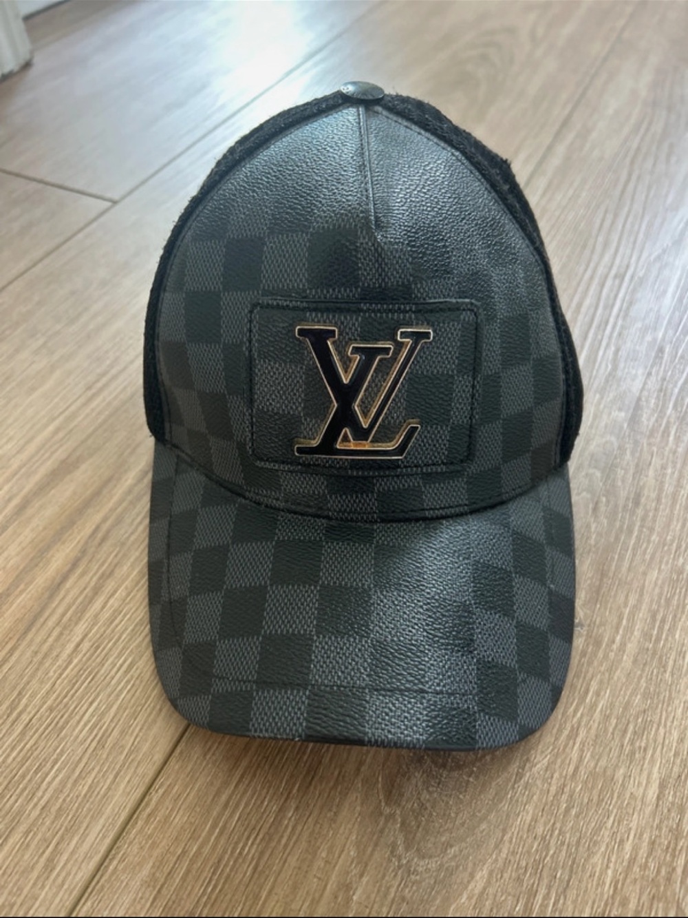 Louis Vuitton Men’s Black Checkerboard LV Patch Baseball Cap